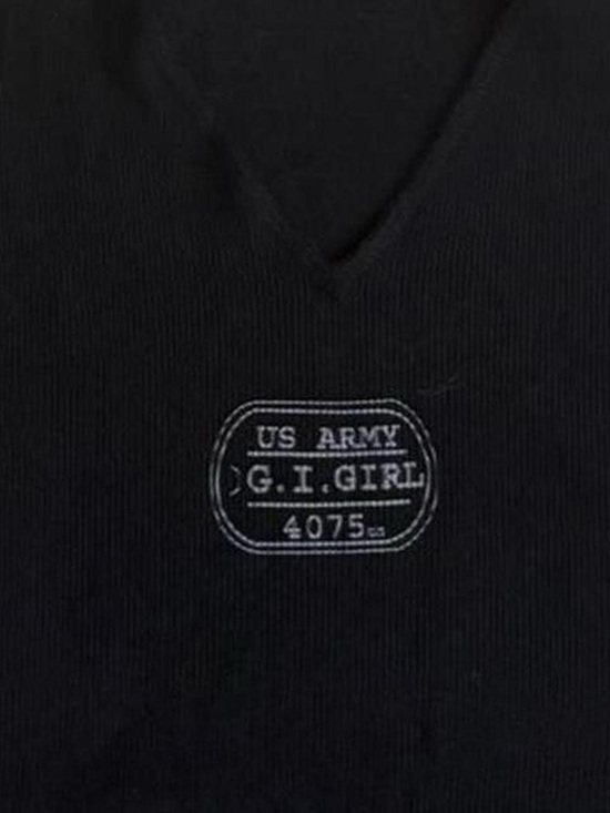 Hard Tail Tops - Vintage Hard Tail ribbed v neck baby tee shirt army girl graphic